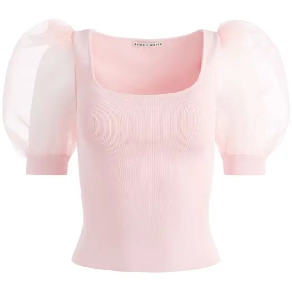 Alice + Olivia Puff-Sleeve Knit Top - Pink
- Size XS